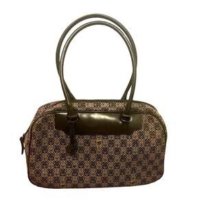 Vintage Piero Guidi Signature Monogram Shoulder Bag Canvas w/ Leather Details